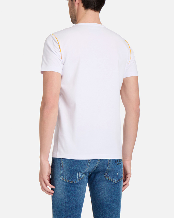 T-shirt da uomo bianca con bordini gialli e logo Iceberg - Iceberg - Official Website