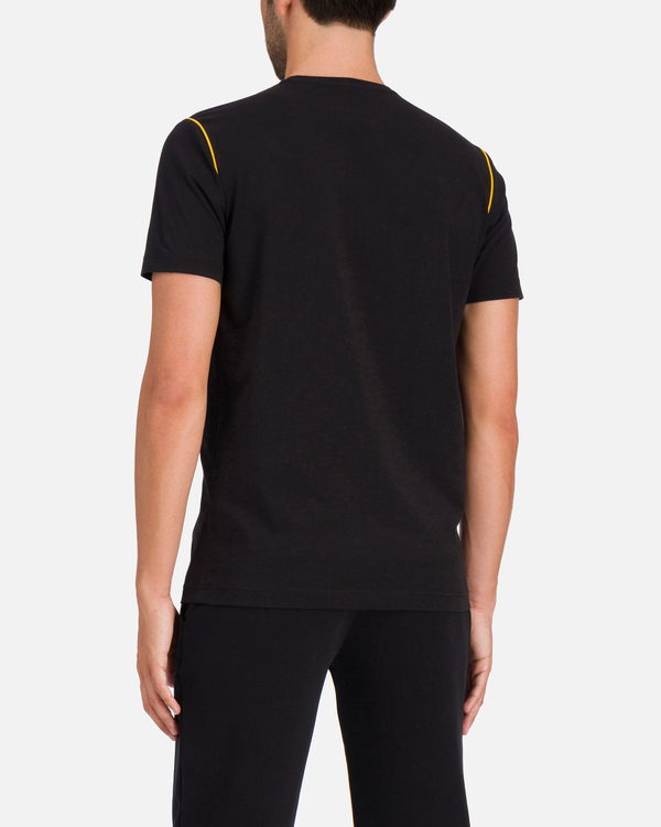 T-shirt da uomo nera con bordini gialli e logo Iceberg - Iceberg - Official Website
