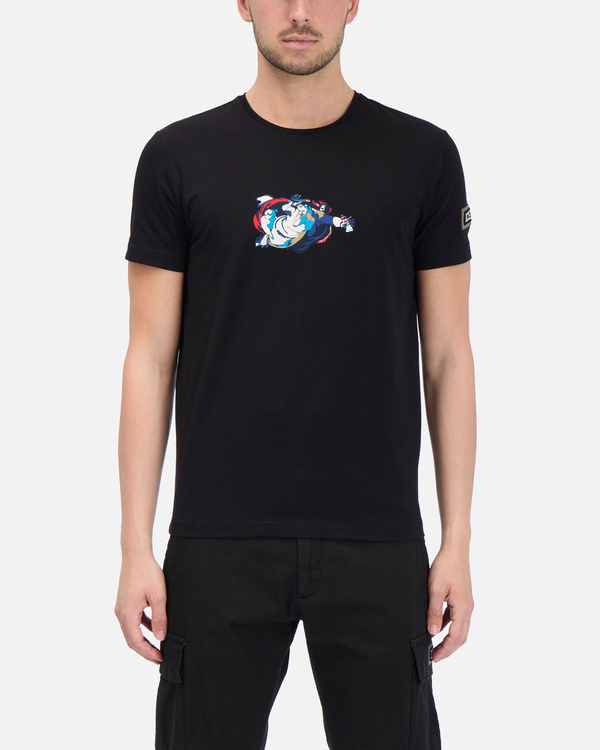 T-shirt da uomo nera con stampa Vernice Fresca - Iceberg - Official Website