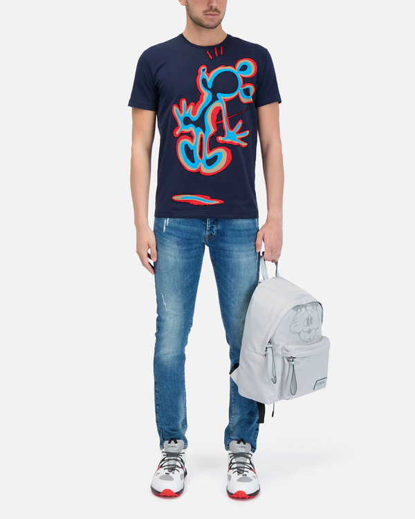 T-shirt da uomo blu con stampa di Topolino - Iceberg - Official Website