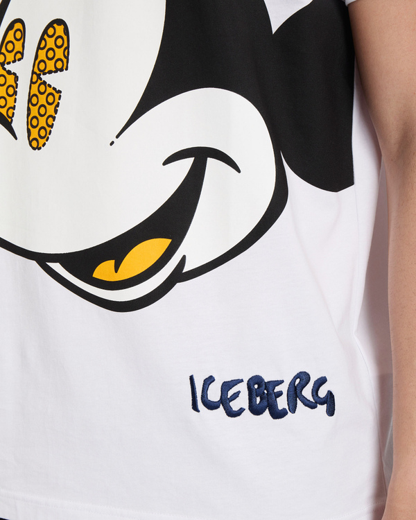 White Iceberg T-shirt with large Mickey Mouse graphic - Iceberg - Official Website