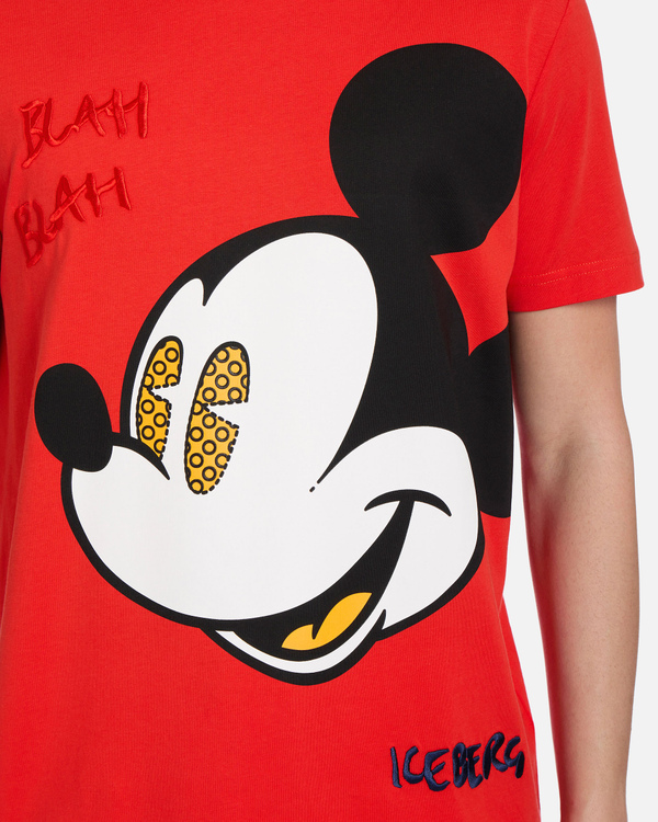 Red Iceberg T-shirt with large Mickey Mouse graphic - Iceberg - Official Website