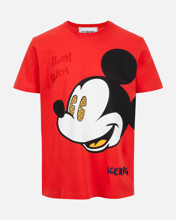 Red Iceberg T-shirt with large Mickey Mouse graphic - Iceberg - Official Website
