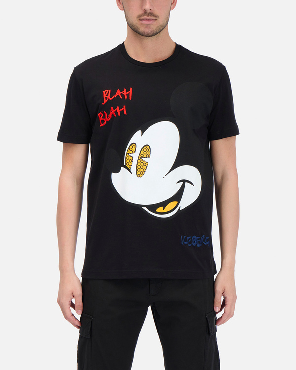 Black Iceberg T-shirt with large Mickey Mouse graphic - Iceberg - Official Website