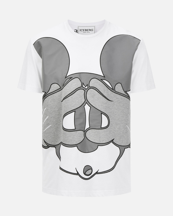 White Iceberg T-shirt with large Mickey Mouse graphic - Iceberg - Official Website