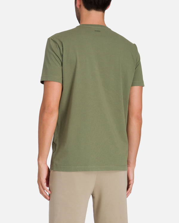 T-shirt da uomo verde con stampa di Topolino e scritta - Iceberg - Official Website