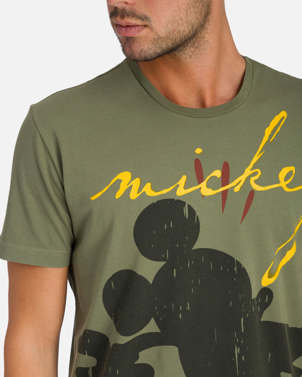 Iceberg khaki green T-shirt with Mickey Mouse silhouette graphic - Iceberg - Official Website