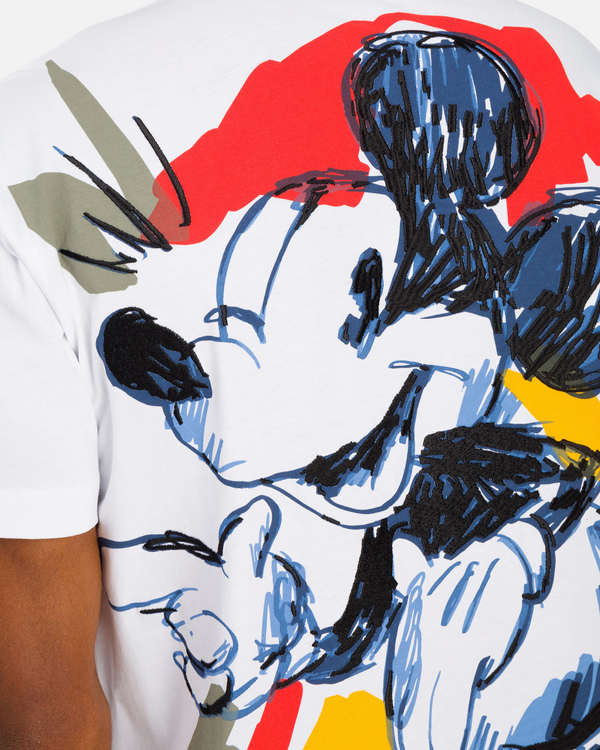 T-shirt da uomo bianca in cotone con grafica Mickey Mouse - Iceberg - Official Website