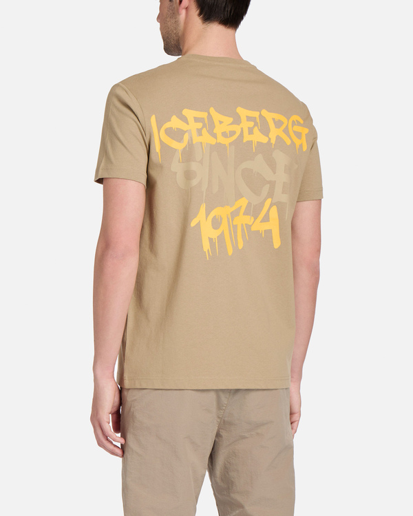 Beige Iceberg T-shirt with graffiti-style logo - Iceberg - Official Website