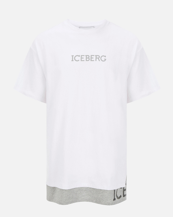 White T-shirt with Iceberg logo on gray hem - Iceberg - Official Website