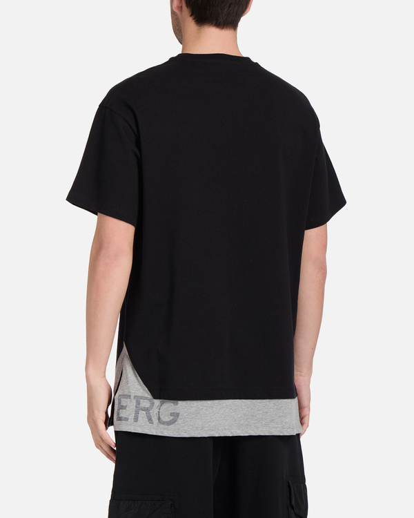 Black T-shirt with Iceberg logo on gray hem - Iceberg - Official Website