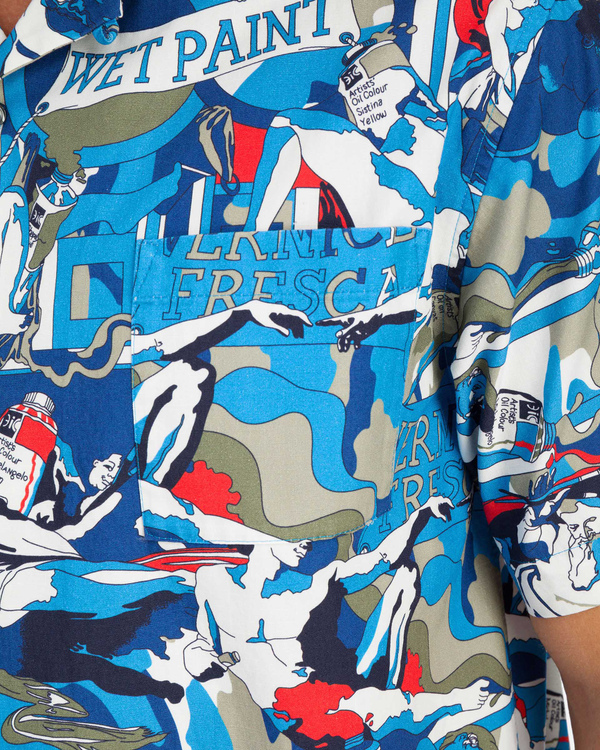 Camicia a maniche corte da uomo con stampe multicolor Vernice Fresca - Iceberg - Official Website