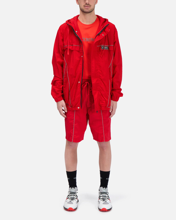 Giacca sportiva da uomo rossa con cappuccio e logo Iceberg - Iceberg - Official Website