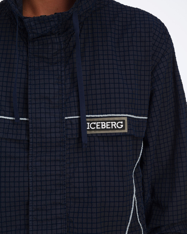 Giacca sportiva da uomo blu a quadretti con logo Iceberg - Iceberg - Official Website