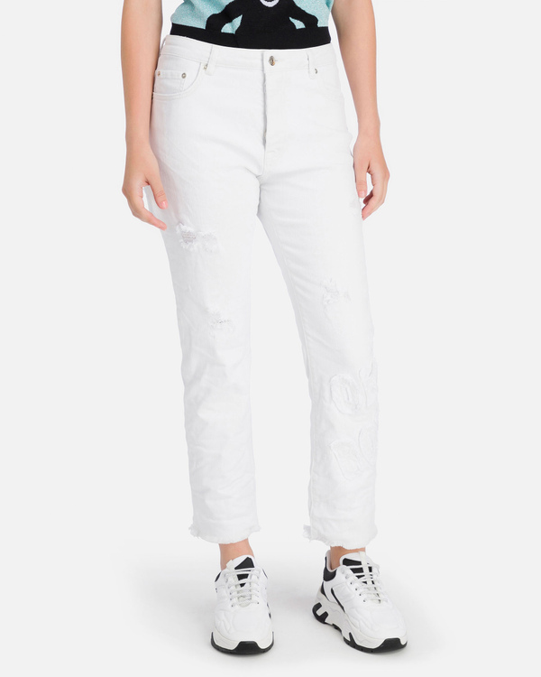 White slim fit cropped Iceberg jeans - Iceberg - Official Website