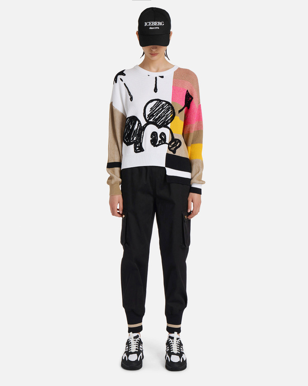 Pullover multicolor da donna in maglia con Mickey Mouse - Iceberg - Official Website