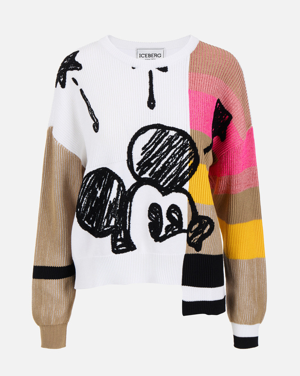 Pullover multicolor da donna in maglia con Mickey Mouse - Iceberg - Official Website