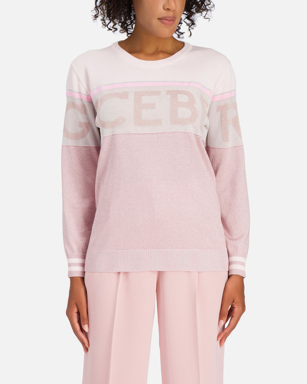 Pink cotton-blend sweater with large Iceberg logo - Iceberg - Official Website