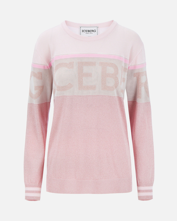 Pink cotton-blend sweater with large Iceberg logo - Iceberg - Official Website