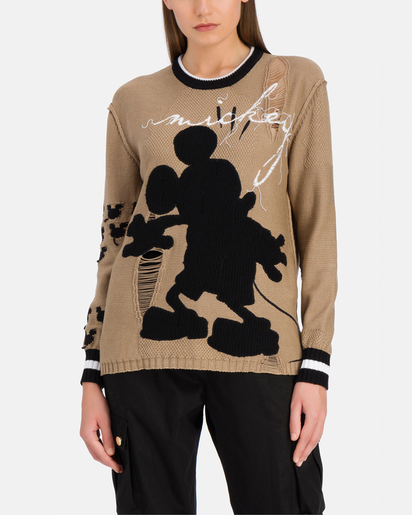 Mid-brown Iceberg sweater with Mickey Mouse silhouette - Iceberg - Official Website