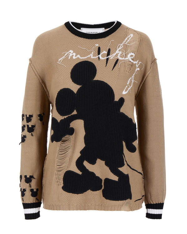 Mid-brown Iceberg sweater with Mickey Mouse silhouette - Iceberg - Official Website