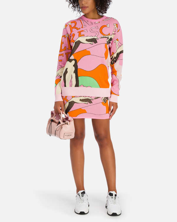 Pink multicolor Iceberg bodycon mini skirt with Michelangelo detail - Iceberg - Official Website