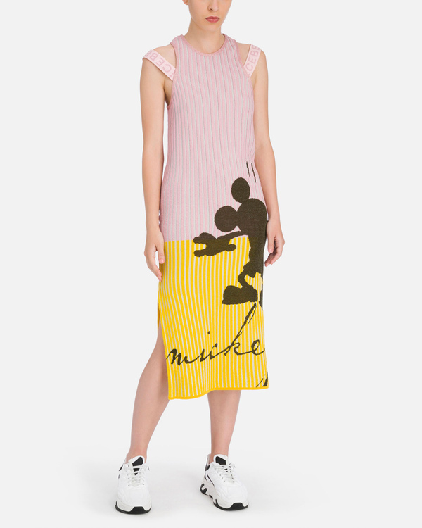 Iceberg pink and yellow ribbed midi dress with Mickey Mouse - Iceberg - Official Website