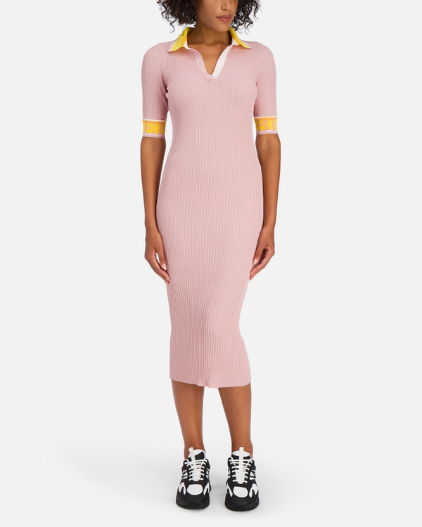 Pink Iceberg ribbed midi dress with yellow collar - Iceberg - Official Website