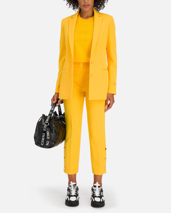 Pantaloni gialli da donna cropped con spacchi e bottoni - Iceberg - Official Website