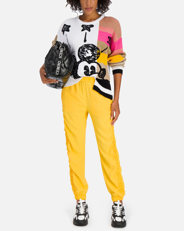 Pantaloni sportivi da donna gialli con fascia logata - Iceberg - Official Website