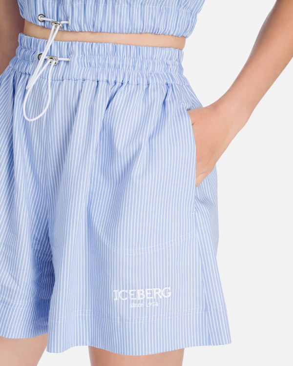 Iceberg blue striped cotton casual shorts - Iceberg - Official Website