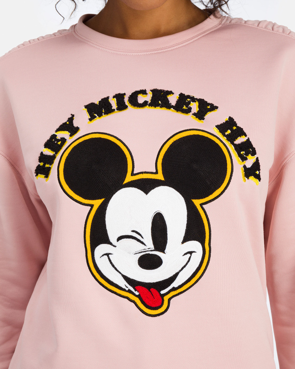 Felpa da donna rosa con arricciature e Mickey Mouse - Iceberg - Official Website