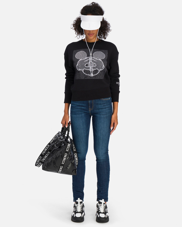 Black Iceberg sweater with white embroidered Mickey Mouse - Iceberg - Official Website