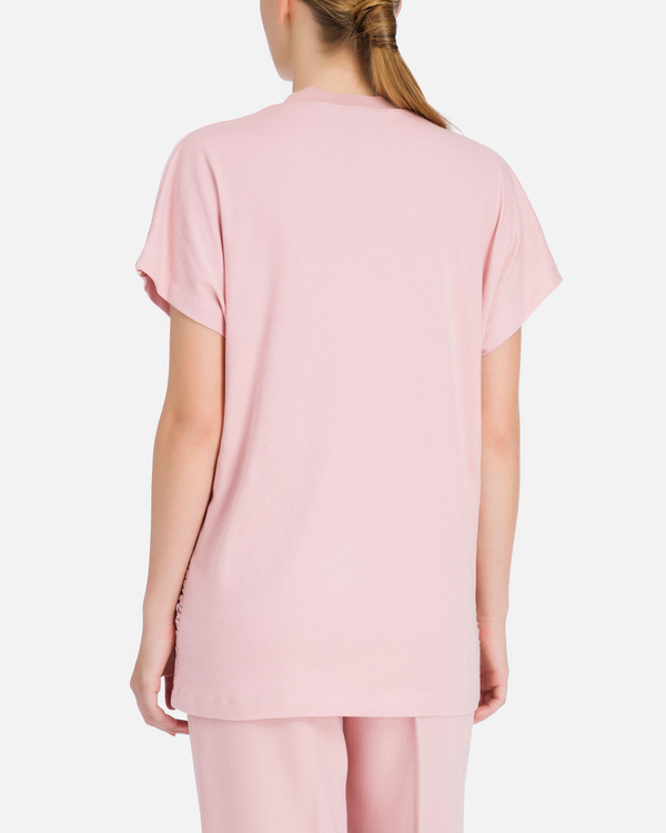 T-shirt da donna rosa con rouches e nastro logato - Iceberg - Official Website