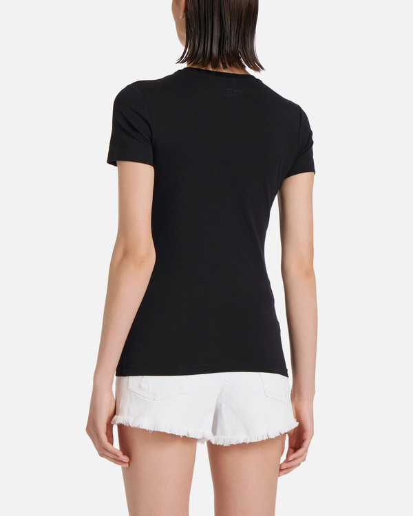 Skinny fit black Iceberg T-shirt with white Mickey Mouse outline - Iceberg - Official Website