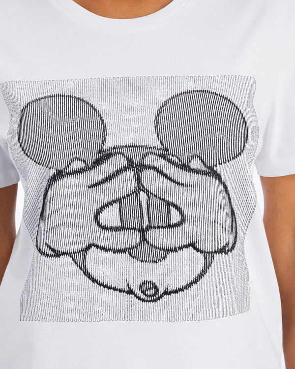 T-shirt bianca da donna in jersey con ricamo Mickey Mouse - Iceberg - Official Website