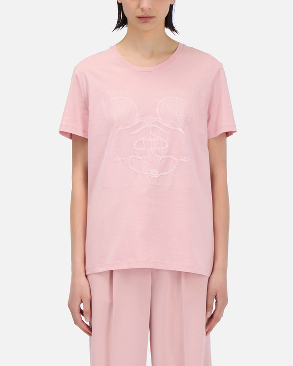 Pink Iceberg T-shirt with embroidered Mickey Mouse graphic - Iceberg - Official Website