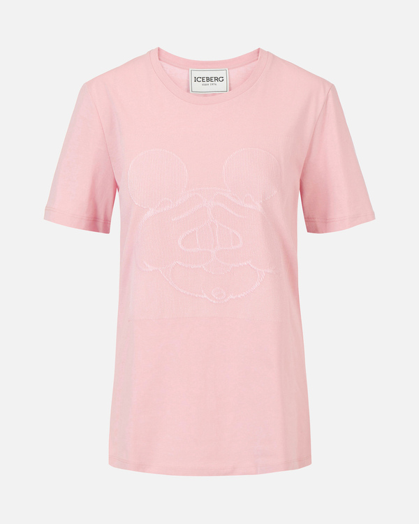 Pink Iceberg T-shirt with embroidered Mickey Mouse graphic - Iceberg - Official Website