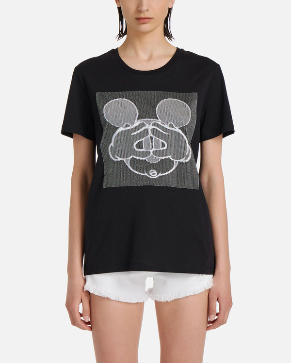 T-shirt da donna nera con ricamo Walt Disney - Iceberg - Official Website