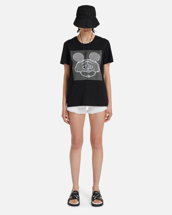 T-shirt da donna nera con ricamo Walt Disney - Iceberg - Official Website