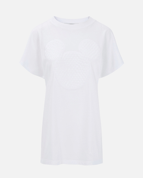 T-shirt bianca da donna con applicazione Mickey Mouse - Iceberg - Official Website