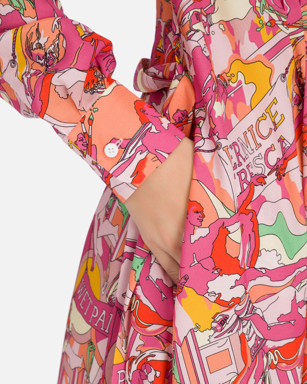Pink multicolor Creation of Adam print dress - Iceberg - Official Website