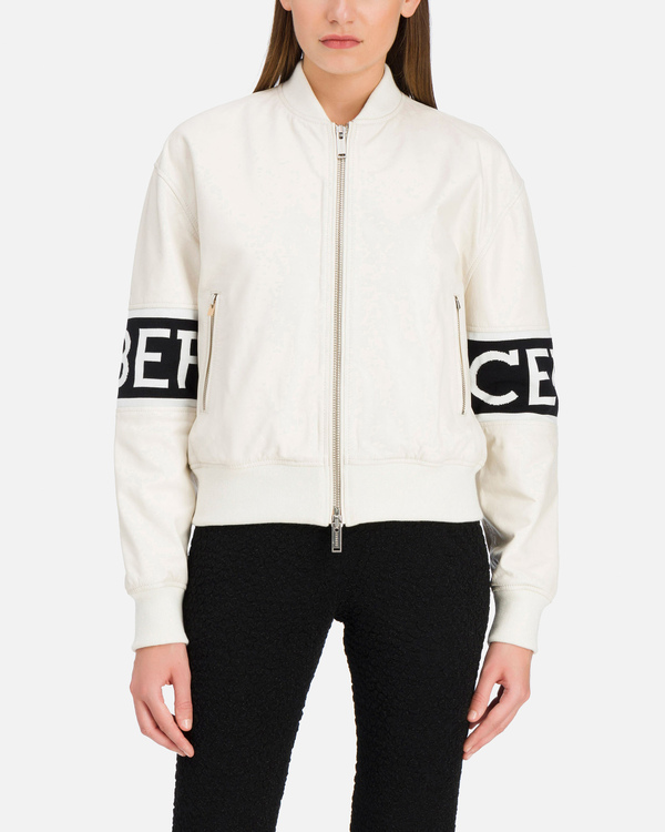 White Iceberg leather jacket with Mickey Mouse graphic - Iceberg - Official Website