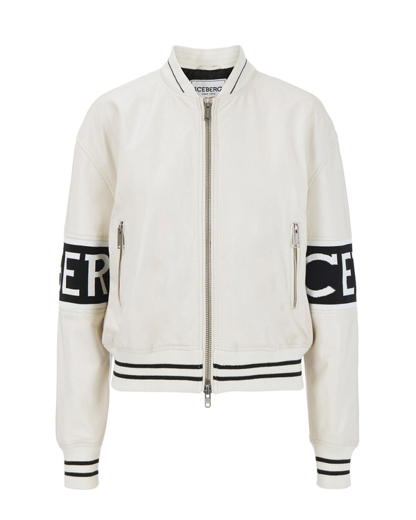 White Iceberg leather jacket with Mickey Mouse graphic - Iceberg - Official Website