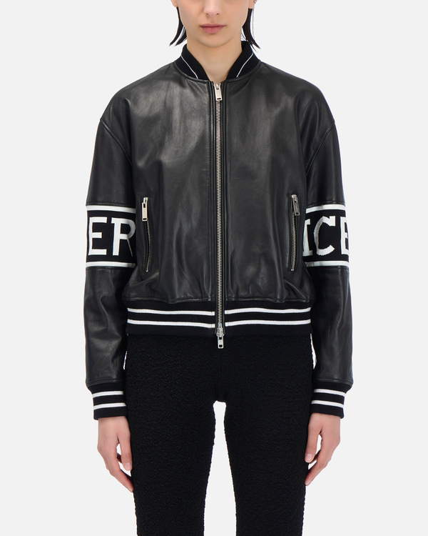 Black Iceberg leather jacket with Mickey Mouse graphic - Iceberg - Official Website