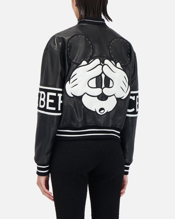 Black Iceberg leather jacket with Mickey Mouse graphic - Iceberg - Official Website