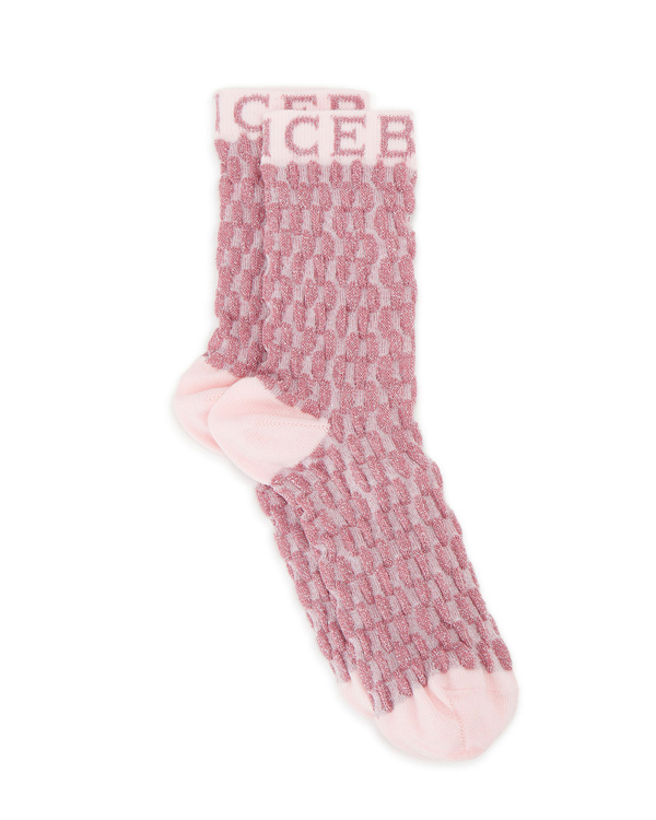 Calzini da donna rosa in cotone e lurex con logo Iceberg - Iceberg - Official Website