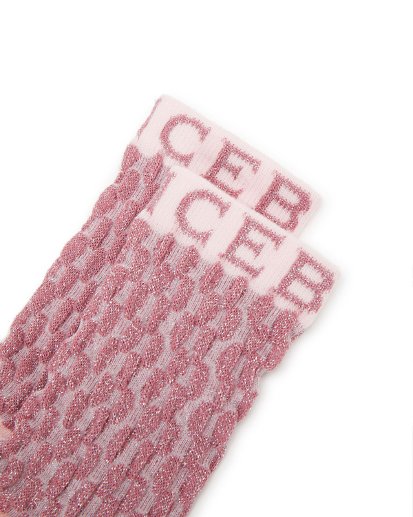 Calzini da donna rosa in cotone e lurex con logo Iceberg - Iceberg - Official Website