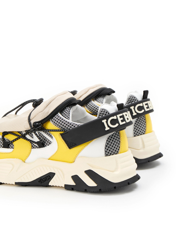 Multicoloured sneakers with leather panels, mesh upper, toggle fastening and neon trims - Iceberg - Official Website