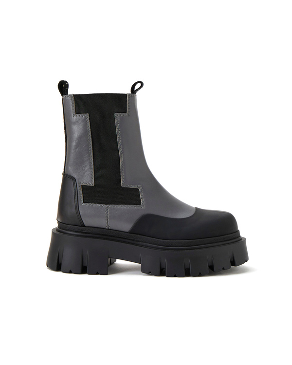 Women's black and grey chunky style combat boots - Iceberg - Official Website